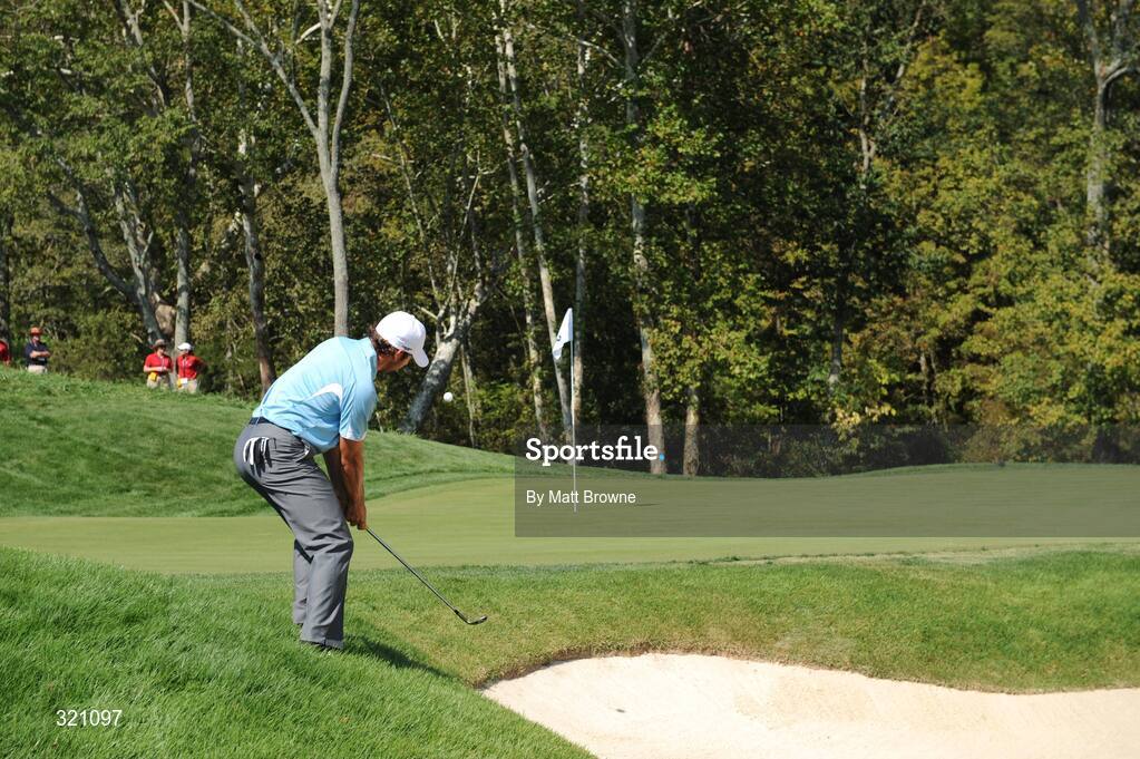 18 September 2008; Sergio Garcia, Spain, Team Europe 2008, plays from the bunker onto the 3rd green during the final day of practice. 37th Ryder Cup, Valhalla Golf Club, Louisville, Kentucky, USA. Picture credit: Matt Browne / SPORTSFILE