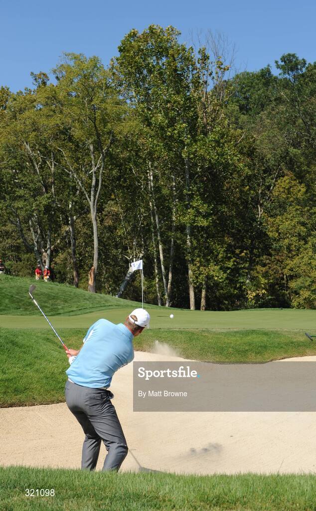 18 September 2008; Robert Karlsson, Sweden, Team Europe 2008, plays from the bunker onto the 3rd green during the final day of practice. 37th Ryder Cup, Valhalla Golf Club, Louisville, Kentucky, USA. Picture credit: Matt Browne / SPORTSFILE