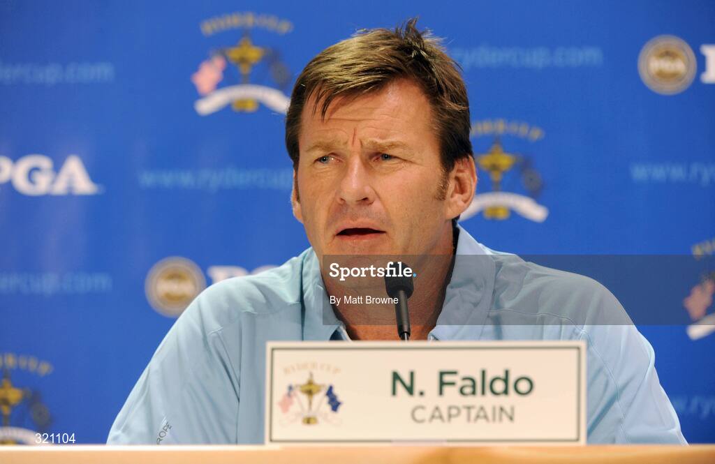18 September 2008; Nick Faldo, Team Europe 2008, during a Captains press conference on the final day of practice. 37th Ryder Cup, Valhalla Golf Club, Louisville, Kentucky, USA. Picture credit: Matt Browne / SPORTSFILE