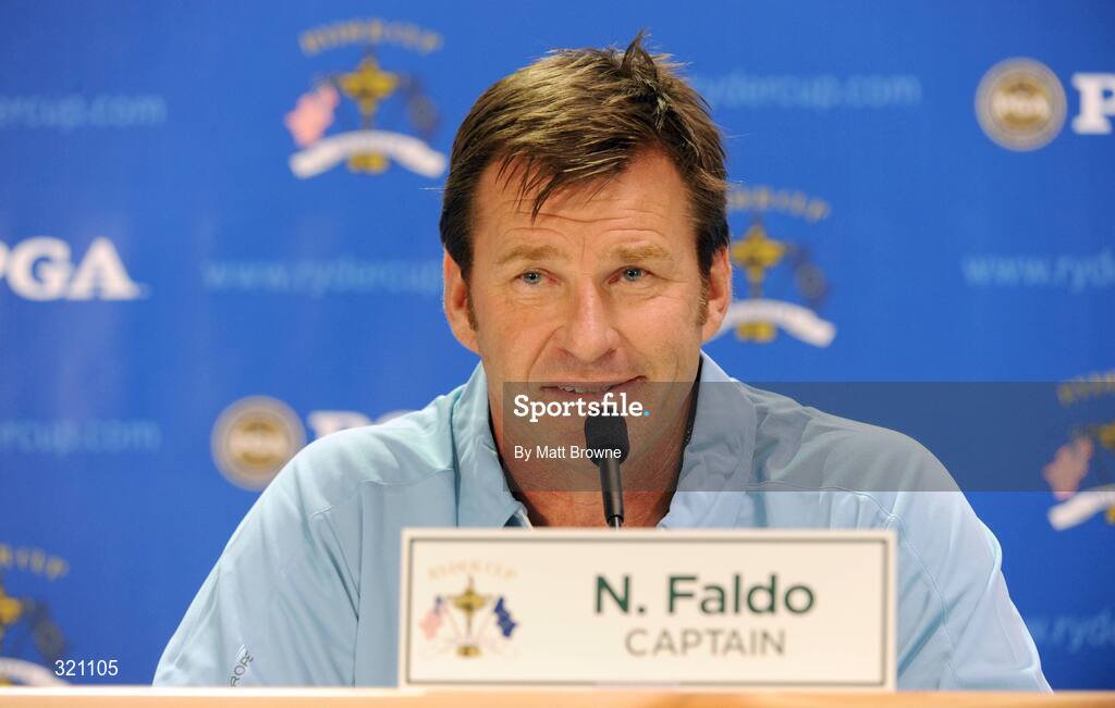 18 September 2008; Nick Faldo, Team Europe 2008, during a Captains press conference on the final day of practice. 37th Ryder Cup, Valhalla Golf Club, Louisville, Kentucky, USA. Picture credit: Matt Browne / SPORTSFILE
