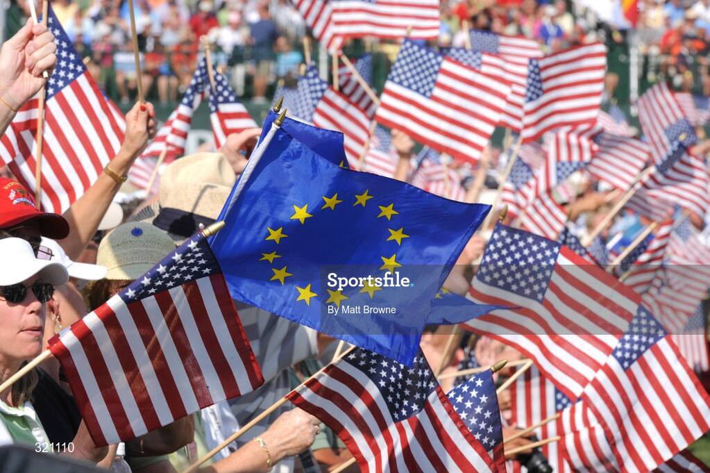 18 September 2008; A European flag being waved during the Opening Ceremony of the 37th Ryder Cup. Valhalla Golf Club, Louisville, Kentucky, USA. Picture credit: Matt Browne / SPORTSFILE