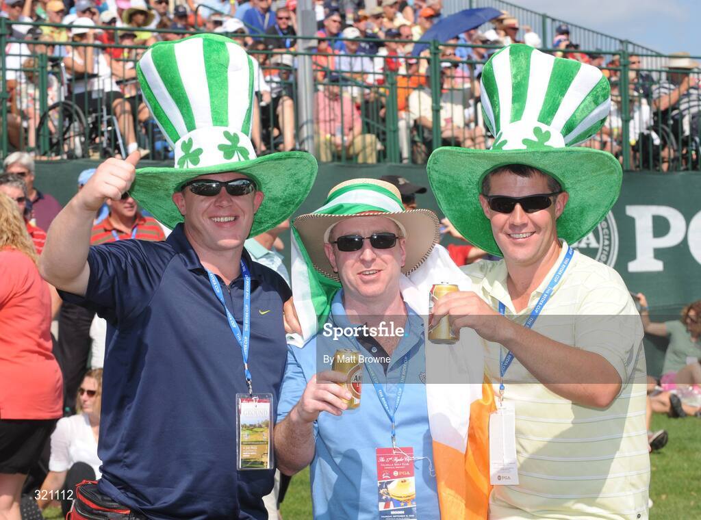 18 September 2008; Irish fans, from Edenderry, Co. Offaly, from left, Alan Maher, Dave Nolan and Ray Nolan during the Opening Ceremony of the 37th Ryder Cup. Valhalla Golf Club, Louisville, Kentucky, USA. Picture credit: Matt Browne / SPORTSFILE