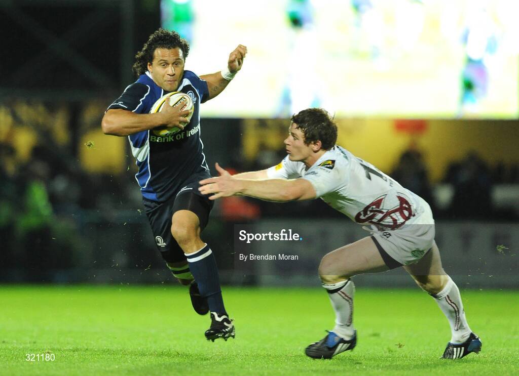 19 September 2008; Isa Nacewa, Leinster, in action against David Bishop, Ospreys. Magners League, Leinster v Neath Swansea Ospreys, RDS, Dublin. Picture credit: Brendan Moran / SPORTSFILE