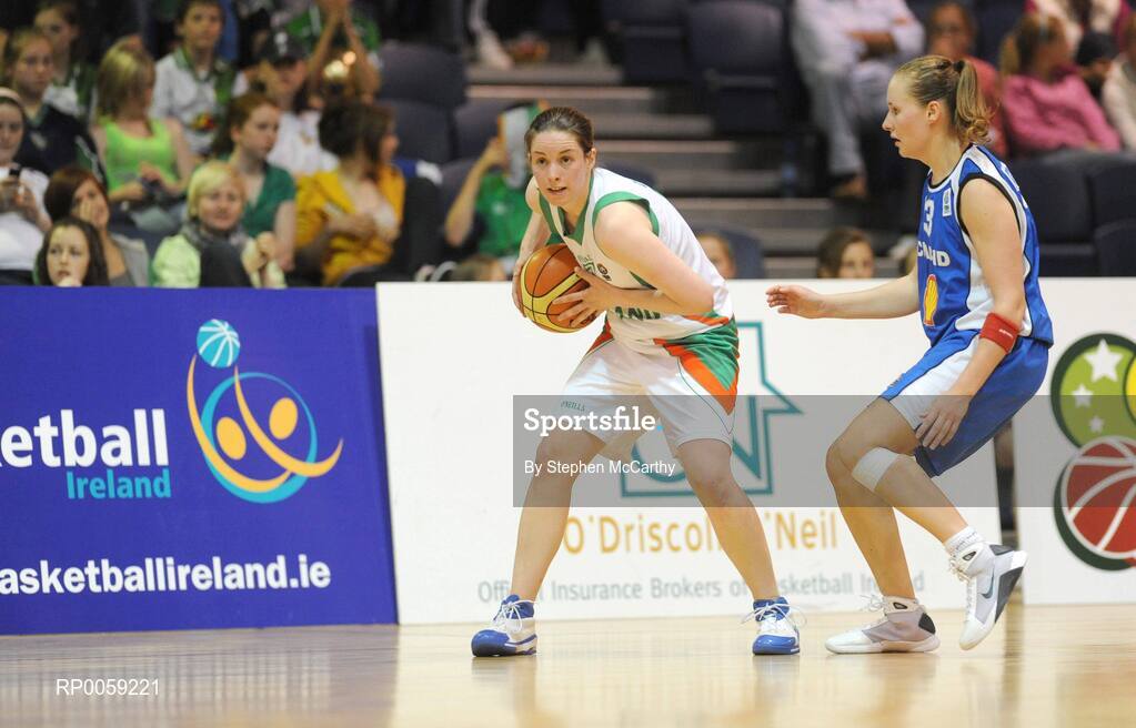 6 September 2008; Niamh Dwyer, Ireland, in action against Kristrun Sigurjonsdottir, Iceland. Senior Women's Basketball European Championship - Division B - Group A - Ireland v Iceland, National Basketball Arena, Tallaght, Dublin. Picture credit: Stephen McCarthy / SPORTSFILE
