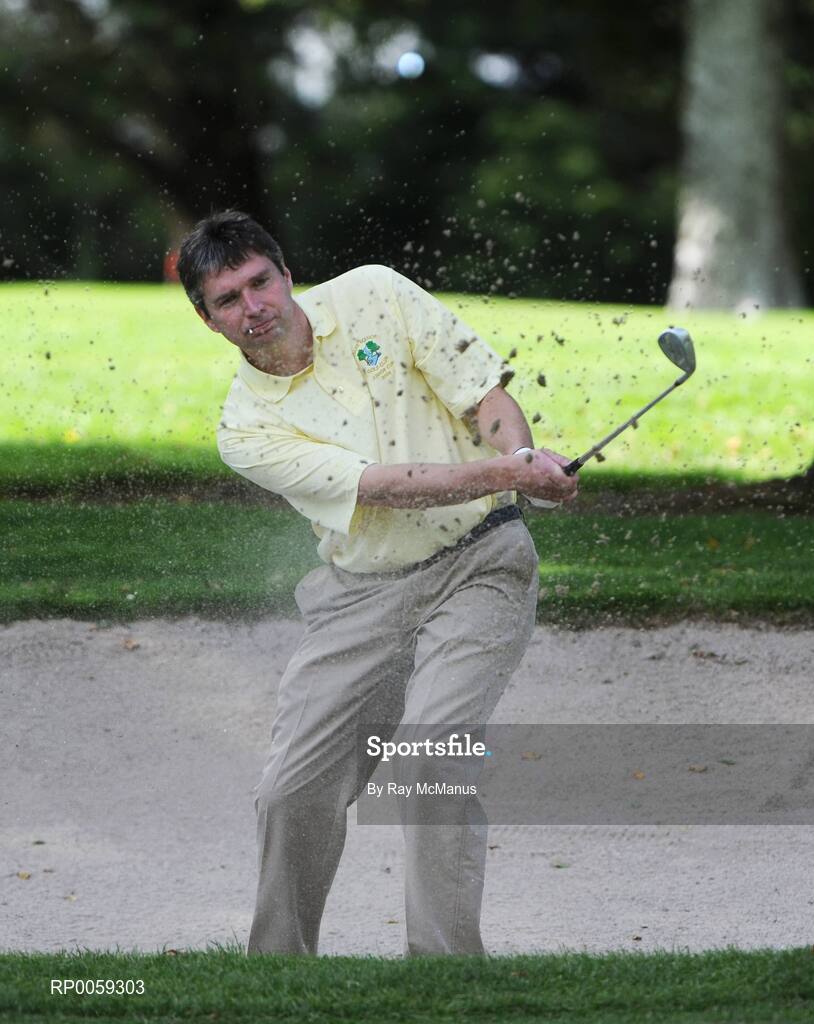 17 September 2008; Brian Hickey, Adare Manor Golf Club , plays from a bunker on the eighth hole during the Bulmers Junior Cup Semi-Finals. Bulmers Cups and Shields Finals 2008, Monkstown Golf Club, Parkgarriff, Monkstown, Co. Cork. Picture credit: Ray McManus / SPORTSFILE