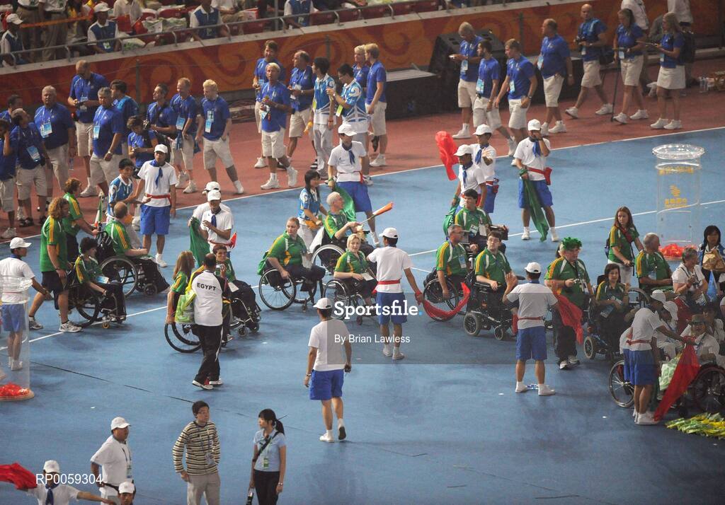 16 September 2008; The Ireland team make their way into the stadium for the Closing Ceremony. Beijing Paralympic Games 2008, Closing Ceremony, National Stadium, Olympic Green, Beijing, China. Picture credit: Brian Lawless / SPORTSFILE