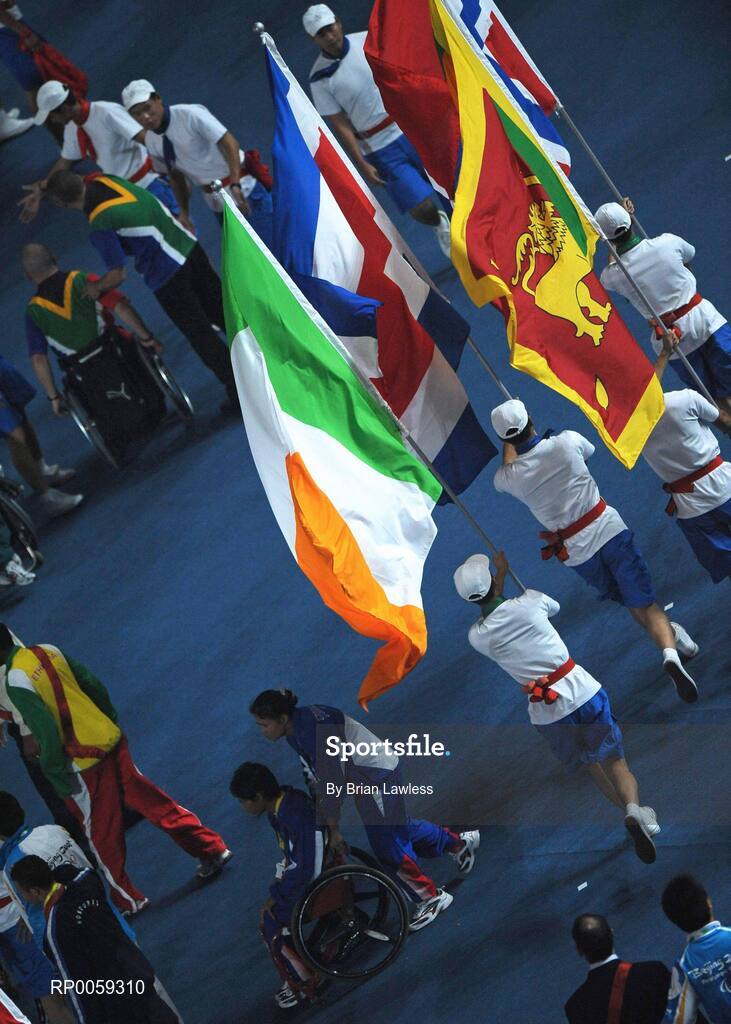 16 September 2008; The Tri-Colour is displayed during the Closing Ceremony. Beijing Paralympic Games 2008, Closing Ceremony, National Stadium, Olympic Green, Beijing, China. Picture credit: Brian Lawless / SPORTSFILE