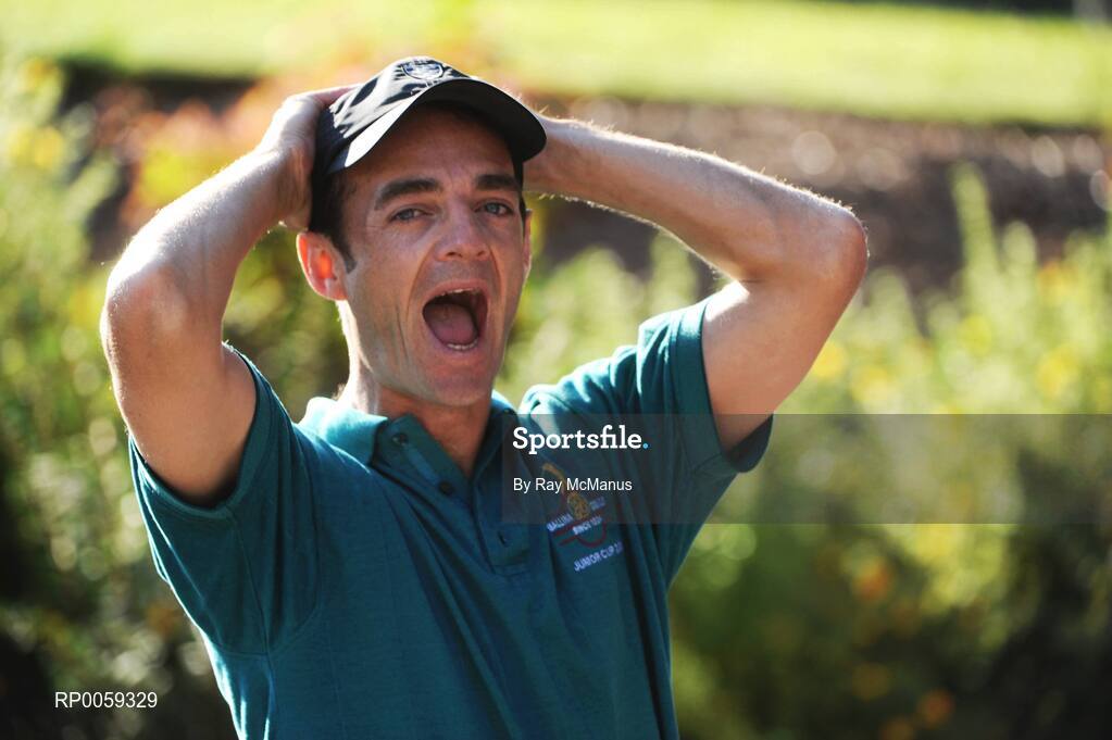 17 September 2008; Stephen Lydon celebrates victory for Ballina Golf Club over Adare manor in the  Bulmers Junior Cup Semi-Finals. Bulmers Cups and Shields Finals 2008, Monkstown Golf Club, Parkgarriff, Monkstown, Co. Cork. Picture credit: Ray McManus / SPORTSFILE
