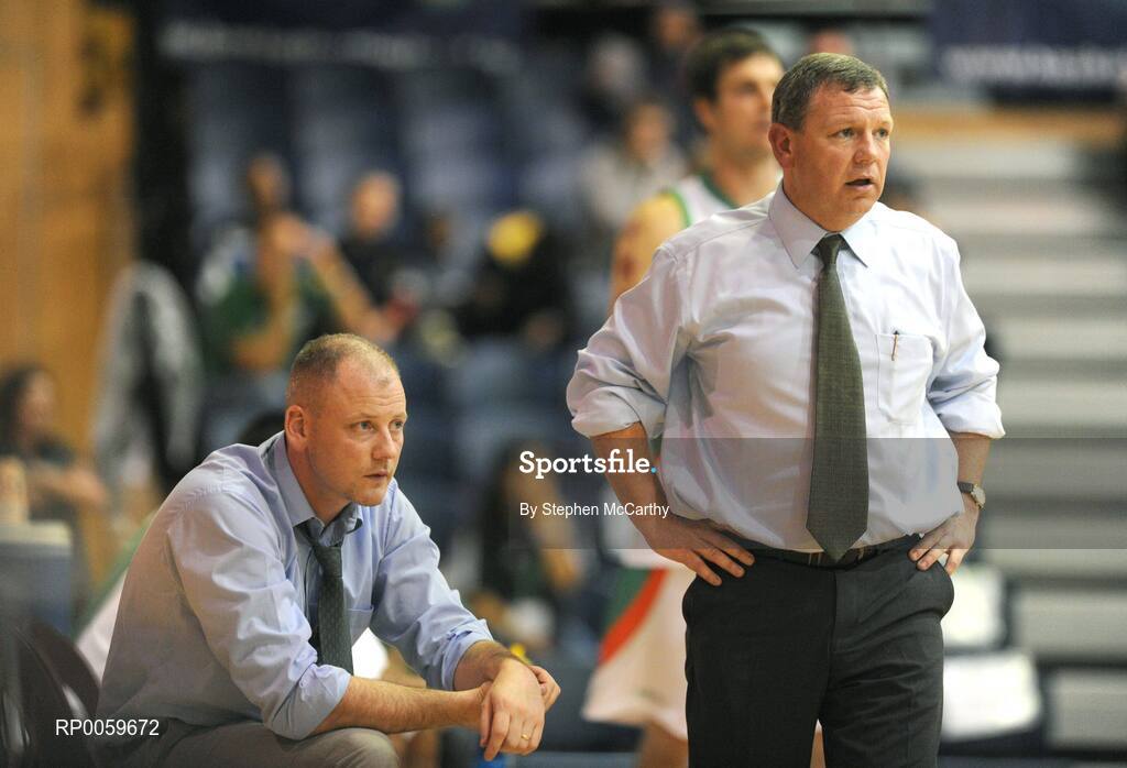 10 September 2008; Ireland assistant coaches Pat Price, left, and Mark Keenan during the game. Senior Men's Basketball European Championship - Division B - Group C - Ireland v Georgia, National Basketball Arena, Tallaght, Dublin. Picture credit: Stephen McCarthy / SPORTSFILE