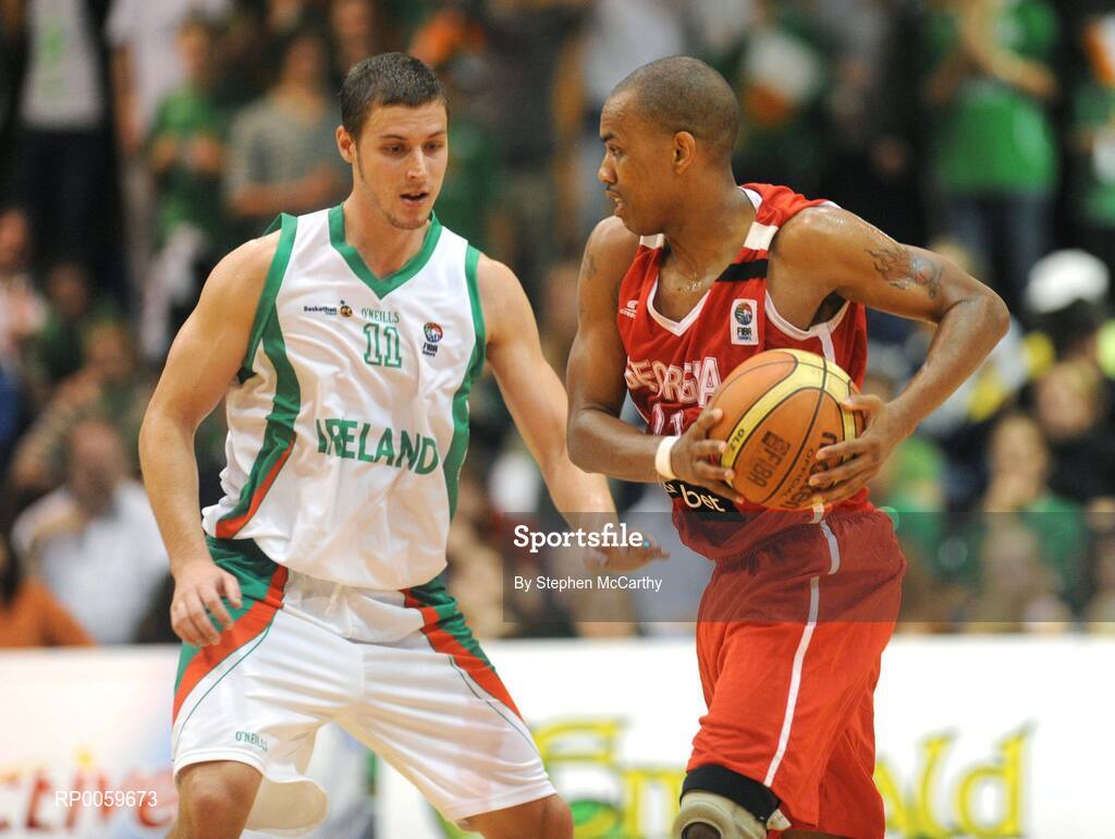 10 September 2008; Tyrone Ellis, Georgia, in action against Donnie McGrath, Ireland. Senior Men's Basketball European Championship - Division B - Group C - Ireland v Georgia, National Basketball Arena, Tallaght, Dublin. Picture credit: Stephen McCarthy / SPORTSFILE