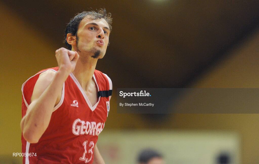 10 September 2008; Viktor Sanikidze, Georgia, celebrates a score late in the game. Senior Men's Basketball European Championship - Division B - Group C - Ireland v Georgia, National Basketball Arena, Tallaght, Dublin. Picture credit: Stephen McCarthy / SPORTSFILE