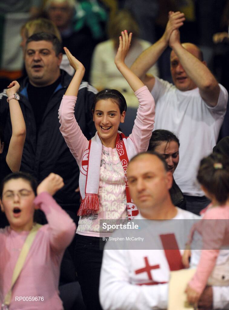 10 September 2008; Georgia supporters celebrate during the game. Senior Men's Basketball European Championship - Division B - Group C - Ireland v Georgia, National Basketball Arena, Tallaght, Dublin. Picture credit: Stephen McCarthy / SPORTSFILE