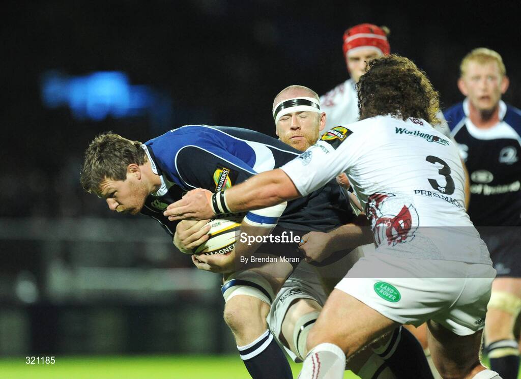 19 September 2008; Malcolm O'Kelly, Leinster, in action against Steve Tandy and Adam Jones, 3, Ospreys. Magners League, Leinster v Neath Swansea Ospreys, RDS, Dublin. Picture credit: Brendan Moran / SPORTSFILE