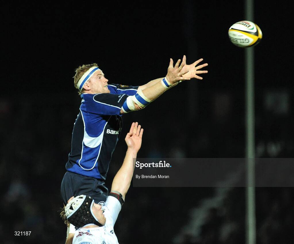 19 September 2008; Jamie Heaslip, Leinster, takes the ball in the lineout ahead of Ryan Jones, Ospreys. Magners League, Leinster v Neath Swansea Ospreys, RDS, Dublin. Picture credit: Brendan Moran / SPORTSFILE