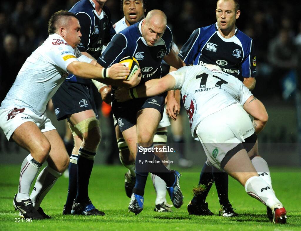 19 September 2008; Felipe Contepomi, Leinster, is tackled by Ed Shervington, left, and Paul James, Ospreys. Magners League, Leinster v Neath Swansea Ospreys, RDS, Dublin. Picture credit: Brendan Moran / SPORTSFILE