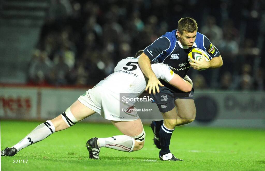 19 September 2008; Sean O'Brien, Leinster, is tackled by Ian Evans, Ospreys. Magners League, Leinster v Neath Swansea Ospreys, RDS, Dublin. Picture credit: Brendan Moran / SPORTSFILE