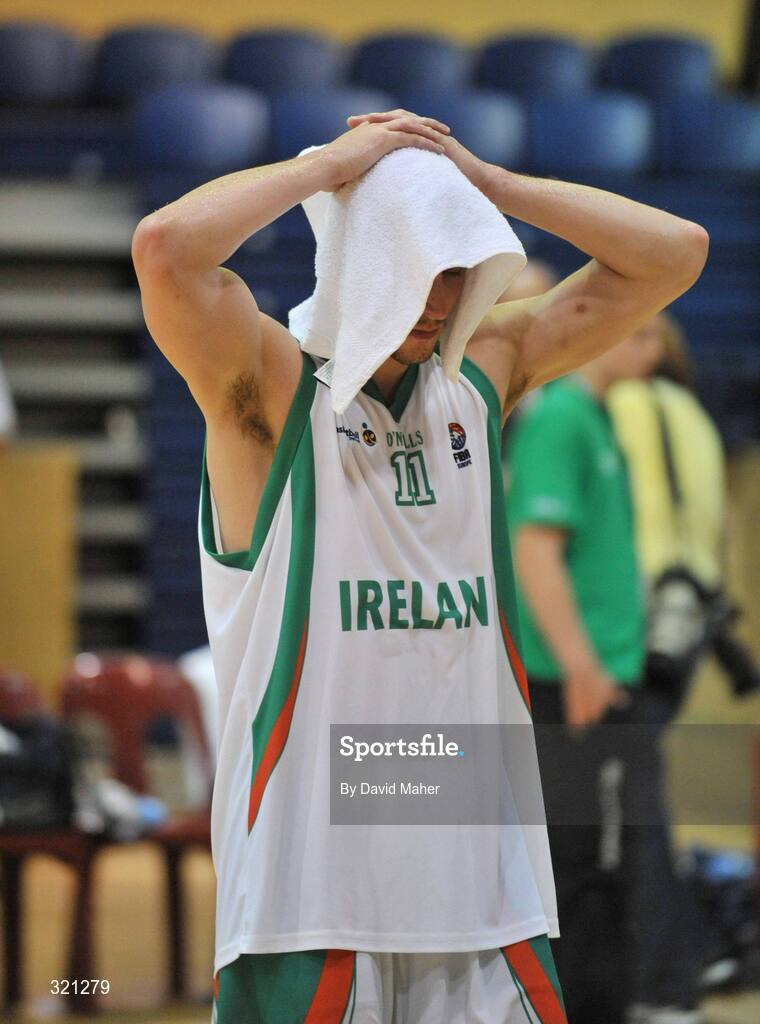 20 September 2008; A disappointed Donnie McGrath, Ireland, at the end of the game. Senior Men's Basketball European Championship - Division B - Group C - Ireland v Slovakia, National Basketball Arena, Tallaght, Dublin. Picture credit: David Maher / SPORTSFILE