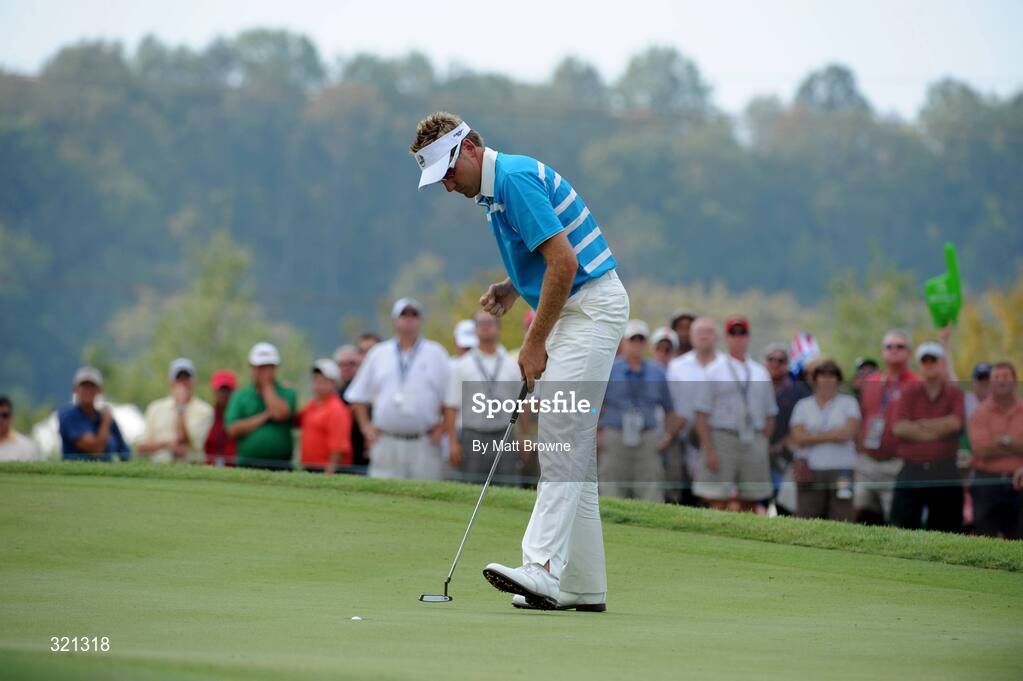 20 September 2008; Ian Poulter, Team Europe 2008, celebrates winning the 9th hole with a birdie during the afternoon four-ball. 37th Ryder Cup, Valhalla Golf Club, Louisville, Kentucky, USA. Picture credit: Matt Browne / SPORTSFILE
