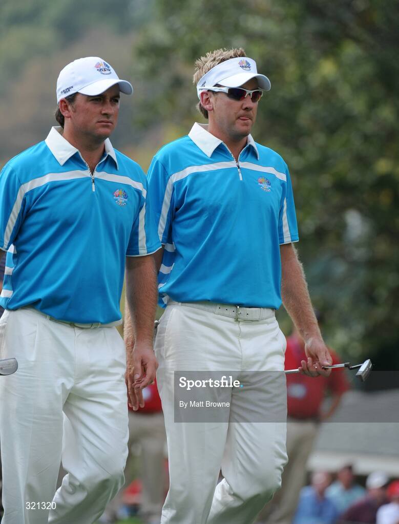 20 September 2008; Graeme McDowell and Ian Poulter, Team Europe 2008, make their way to the 8th green during the afternoon four-ball. 37th Ryder Cup, Valhalla Golf Club, Louisville, Kentucky, USA. Picture credit: Matt Browne / SPORTSFILE
