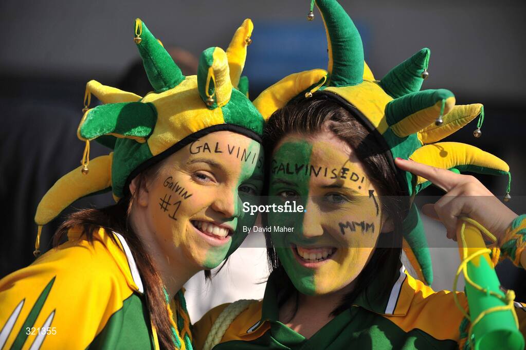 21 September 2008; Kerry fans, Clare Dwyer, left, and Brid Mulrennan, from Ardfert, Co. Kerry, before the start of the  GAA Football All-Ireland Senior Championship Final, Kerry v Tyrone, Croke Park, Dublin. Picture credit: David Maher / SPORTSFILE