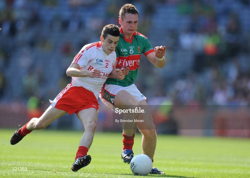 21 September 2008; Alex Corduff, Mayo, in action against Finbar McQuaid, Tyrone. ESB GAA Football All-Ireland Minor Championship Final, Tyrone v Mayo, Croke Park, Dublin. Picture credit: Brendan Moran / SPORTSFILE