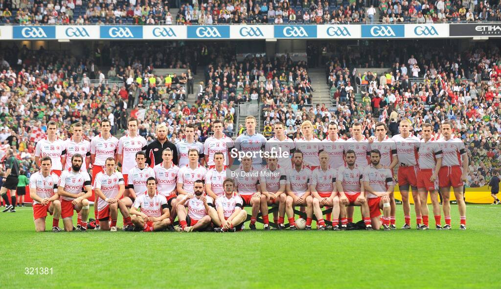 21 September 2008; The Tyrone team ahead of the GAA Football All-Ireland Senior Championship Final match between Kerry and Tyrone at Croke Park in Dublin. Photo by David Maher/Sportsfile