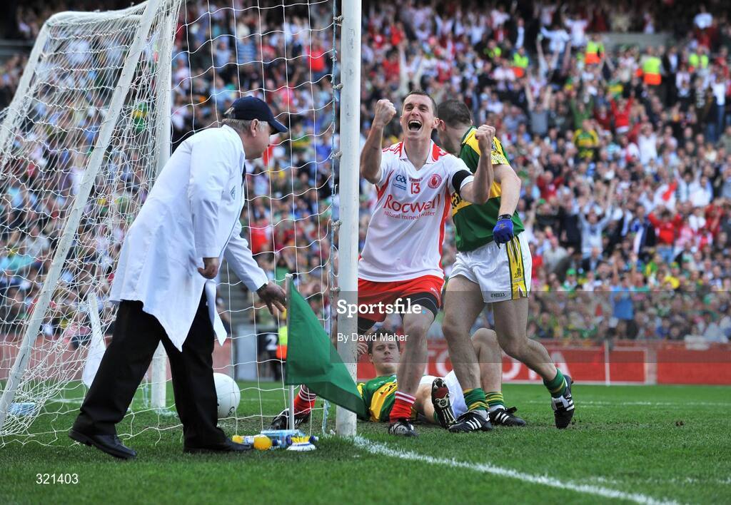 21 September 2008; Tommy McGuigan, Tyrone, celebrates after scoring his side's only goal of the game. GAA Football All-Ireland Senior Championship Final, Kerry v Tyrone, Croke Park, Dublin. Picture credit: David Maher / SPORTSFILE