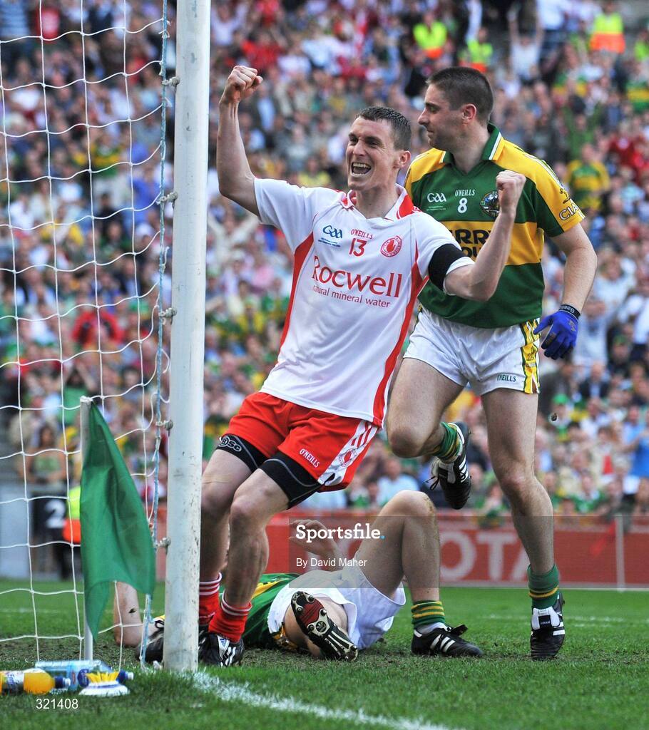 21 September 2008; Tommy McGuigan, Tyrone, celebrates after scoring his side's only goal of the game. GAA Football All-Ireland Senior Championship Final, Kerry v Tyrone, Croke Park, Dublin. Picture credit: David Maher / SPORTSFILE