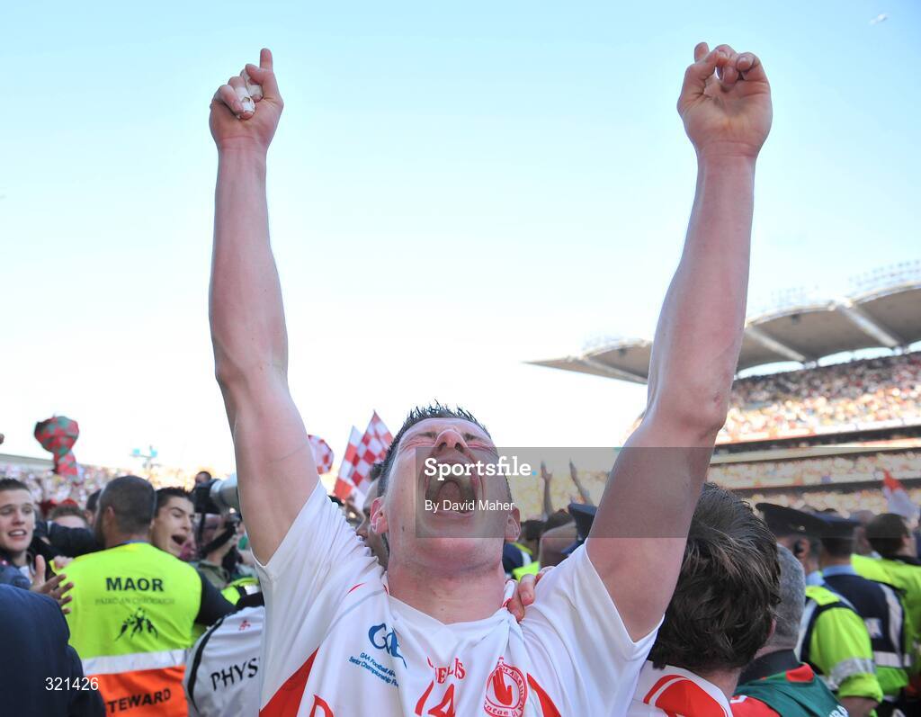 21 September 2008; Tyrone's Sean Cavanagh celebrates at the end of the game. GAA Football All-Ireland Senior Championship Final, Kerry v Tyrone, Croke Park, Dublin. Picture credit: David Maher / SPORTSFILE