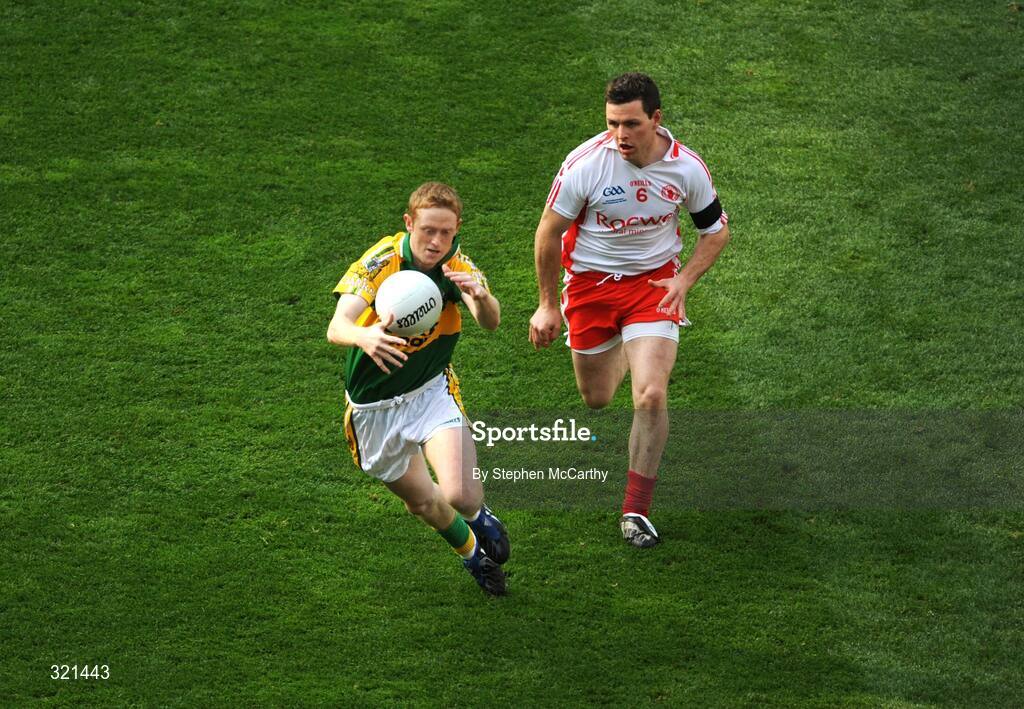 21 September 2008; Colm Cooper, Kerry, in action against Conor Gormley, Tyrone. GAA Football All-Ireland Senior Championship Final, Kerry v Tyrone, Croke Park, Dublin. Picture credit: Stephen McCarthy / SPORTSFILE