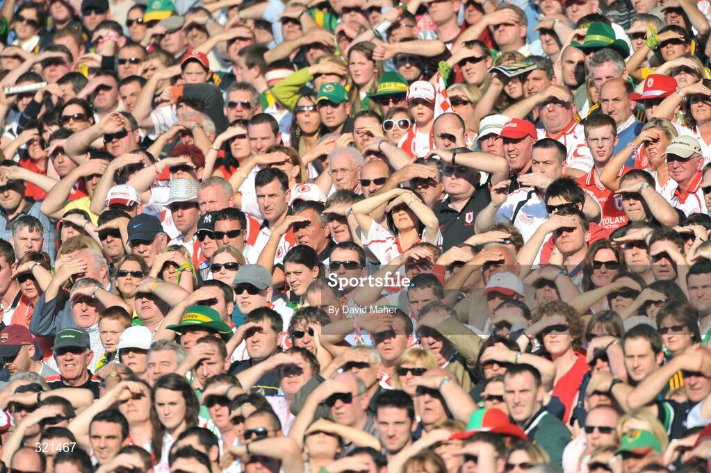 21 September 2008; Spectators watch on during the game. GAA Football All-Ireland Senior Championship Final, Kerry v Tyrone, Croke Park, Dublin. Picture credit: David Maher / SPORTSFILE