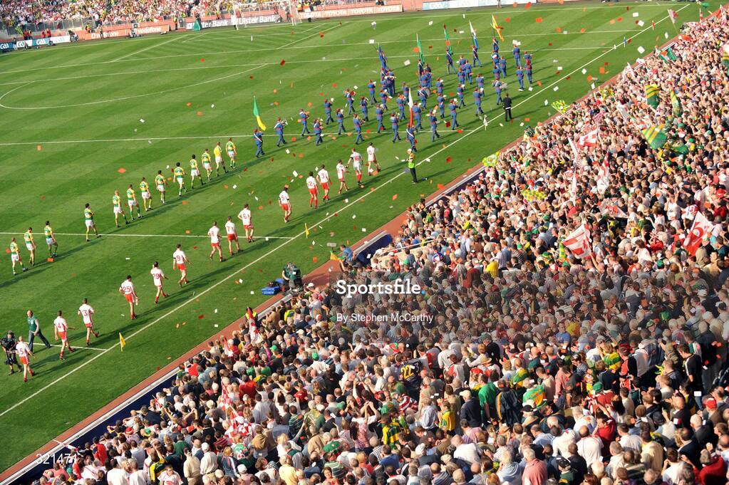 21 September 2008; A general view of the pre-match parade. GAA Football All-Ireland Senior Championship Final, Kerry v Tyrone, Croke Park, Dublin. Picture credit: Stephen McCarthy / SPORTSFILE