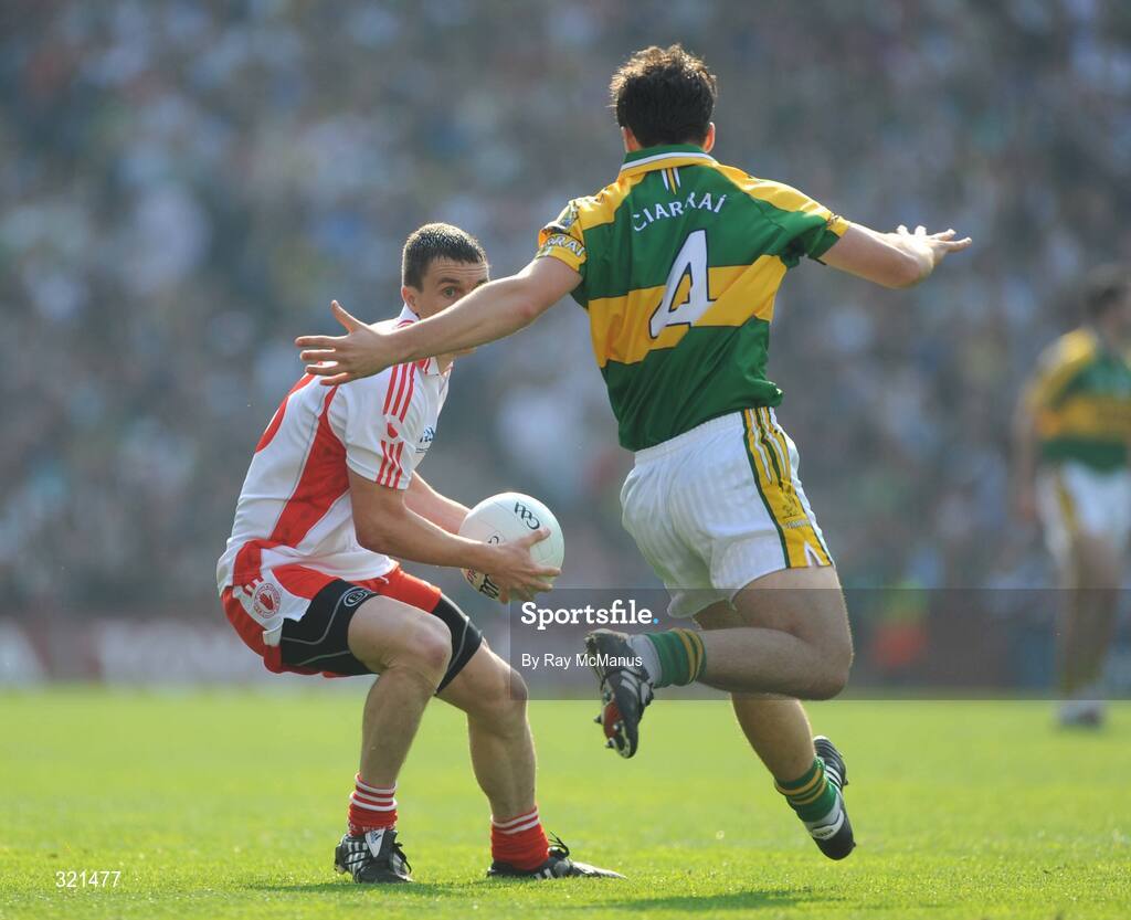 21 September 2008; Tommy McGuigan, Tyrone, in action against Padraig Reilly, Kerry. GAA Football All-Ireland Senior Championship Final, Kerry v Tyrone, Croke Park, Dublin. Picture credit: Ray McManus / SPORTSFILE