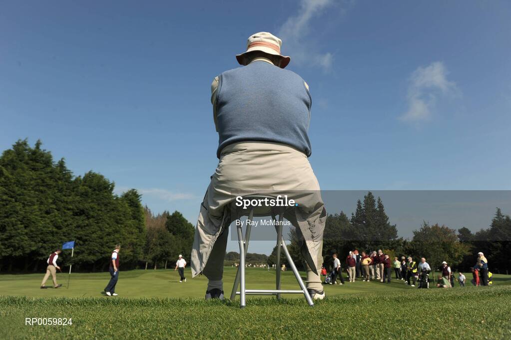 20 September 2008; A spectator watches proceedings on the 17th green during the Bulmers Jimmy Bruen Shield Final. Bulmers Cups and Shields Finals 2008, Monkstown Golf Club, Parkgarriff, Monkstown, Co. Cork. Picture credit: Ray McManus / SPORTSFILE