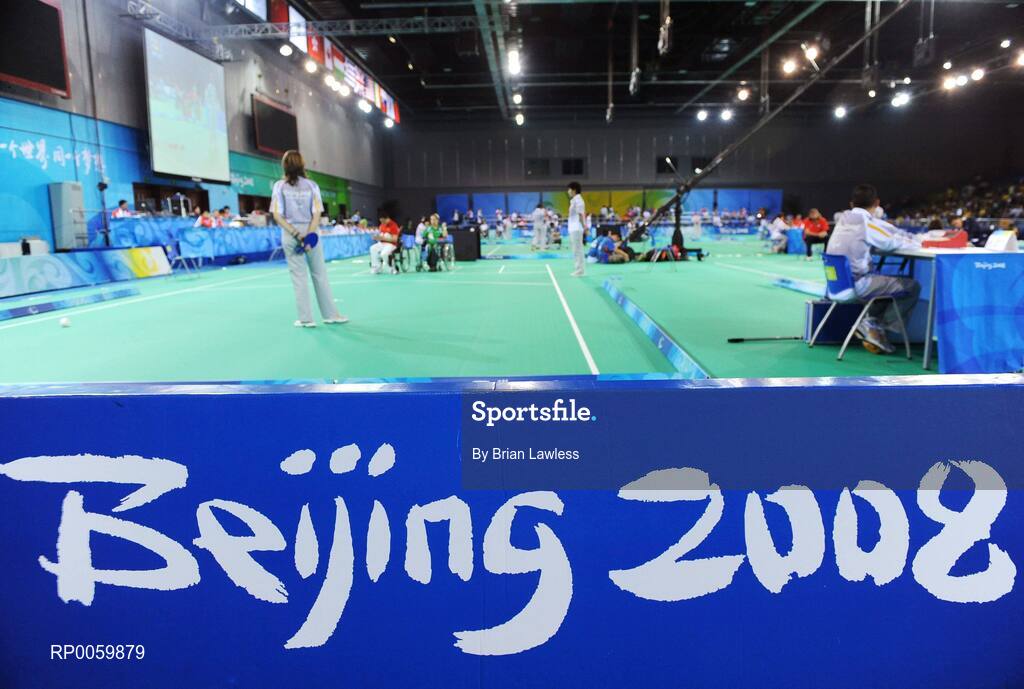 7 September 2008; A general view of the Boccia venue. Beijing Paralympic Games 2008, Mixed Individual Boccia BC2, Pool G, Fencing Hall of National Convention Centre, Olympic Green, Beijing, China. Picture credit: Brian Lawless / SPORTSFILE