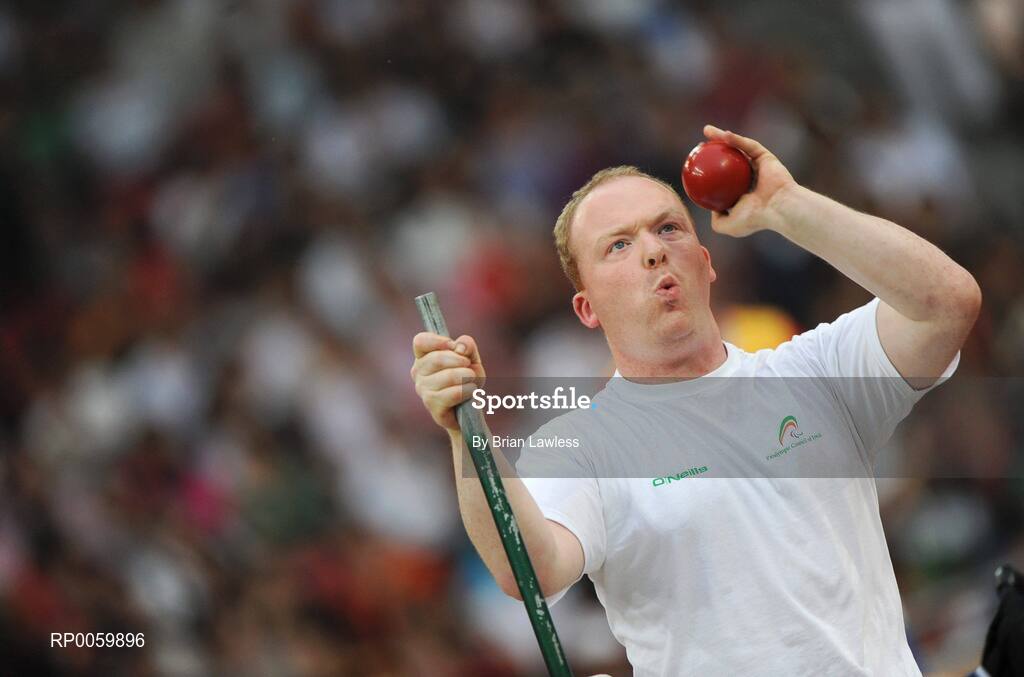 8 September 2008; Eoin Cleare, from Birr, Co. Offaly, in action during the Men's Shot Putt Final - F32. Eoin finished in 7th position overall with a distance of 6.11m. Beijing Paralympic Games 2008, Men's Shot Putt Final F32, National Stadium, Olympic Green, Beijing, China. Picture credit: Brian Lawless / SPORTSFILE
