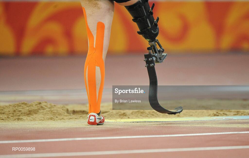 8 September 2008; A general view of an athletes artificial limb during the Women's Long Jump - F42 Final. Beijing Paralympic Games 2008, Women's Long Jump - F42 Final, National Stadium, Olympic Green, Beijing, China. Picture credit: Brian Lawless / SPORTSFILE