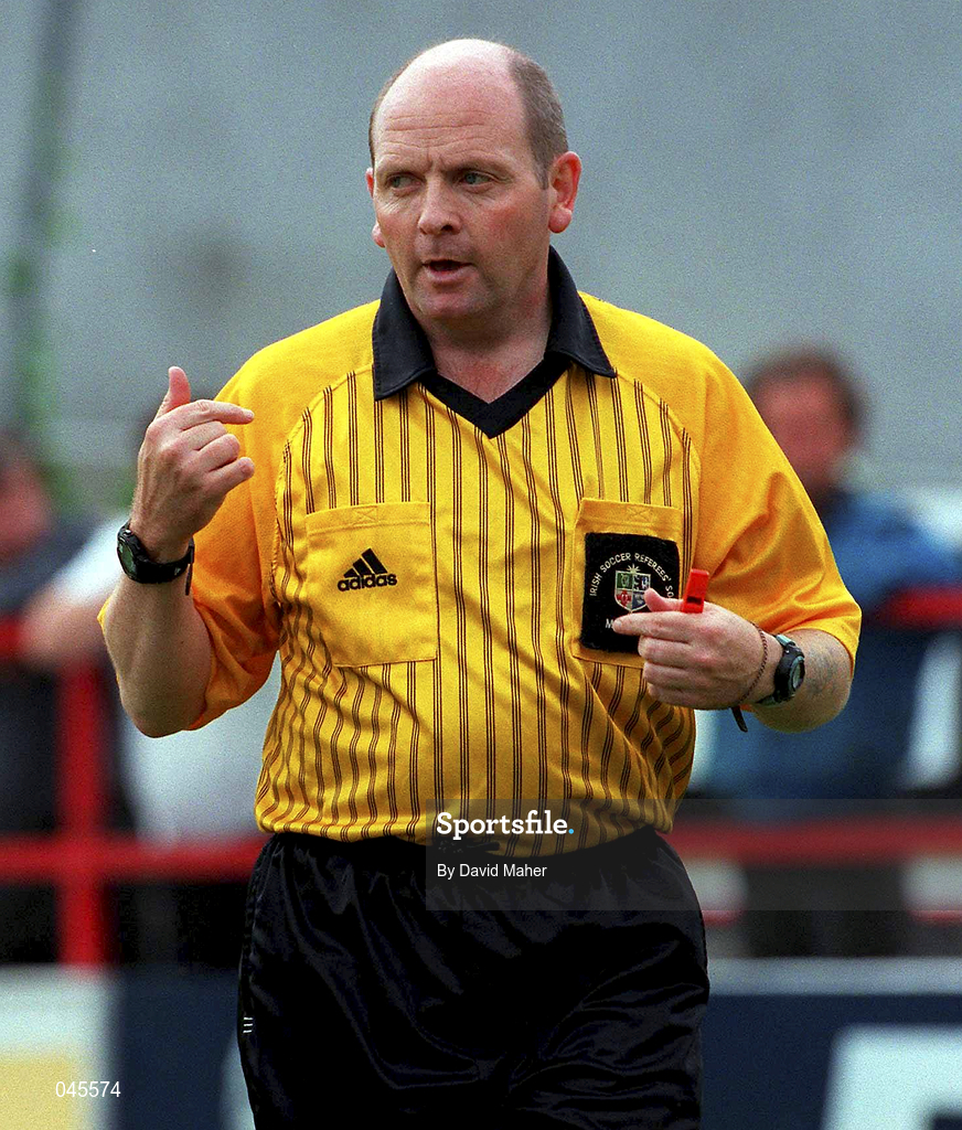 13 August 2000; Referee John Stacey during the Eircom League Premier Division match between Shelbourne and Bray Wanderers at Tolka Park in Dublin. Photo by David Maher/Sportsfile
