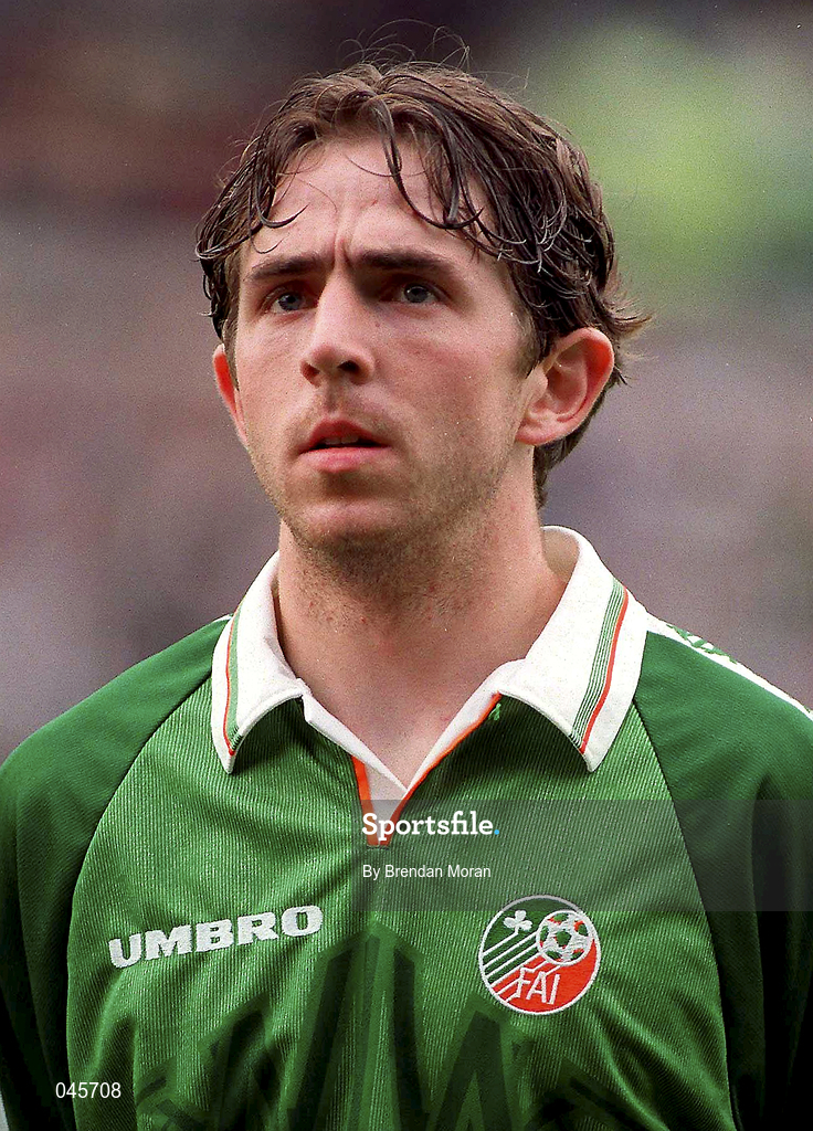 29 May 1996; Gareth Farrelly of Republic of Ireland prior to the International Friendly match between Republic of Ireland and Portugal at Lansdowne in Dublin. Photo by Brendan Moran/Sportsfile