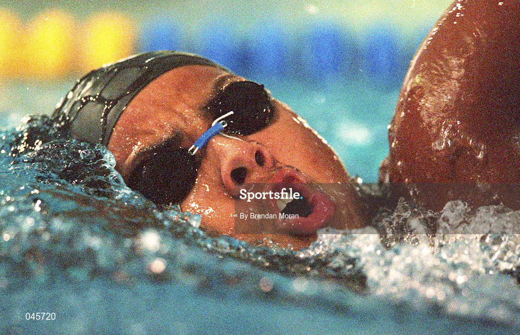21 August 2000; Irish swimmer Chantal Gibney during a training session at the Westwood Club in Dublin prior to the 2000 Sydney Olympic Games. Photo by Brendan Moran/Sportsfile