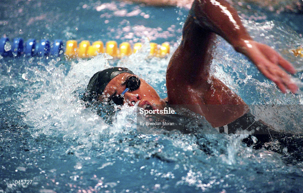 21 August 2000; Irish swimmer Chantal Gibney during a training session at the Westwood Club in Dublin prior to the 2000 Sydney Olympic Games. Photo by Brendan Moran/Sportsfile