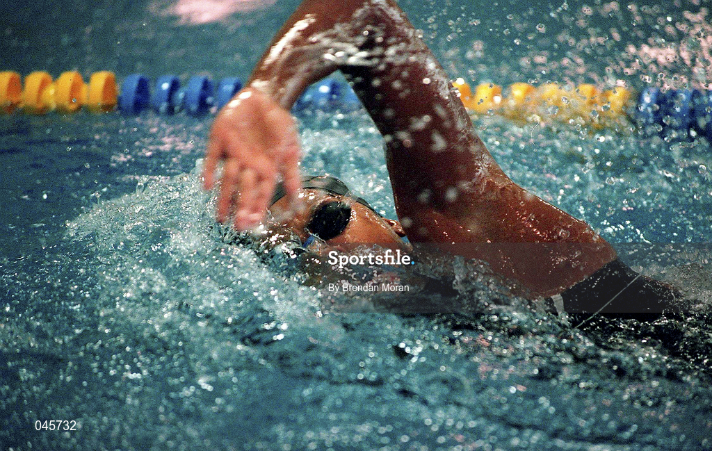 21 August 2000; Irish swimmer Chantal Gibney during a training session at the Westwood Club in Dublin prior to the 2000 Sydney Olympic Games. Photo by Brendan Moran/Sportsfile