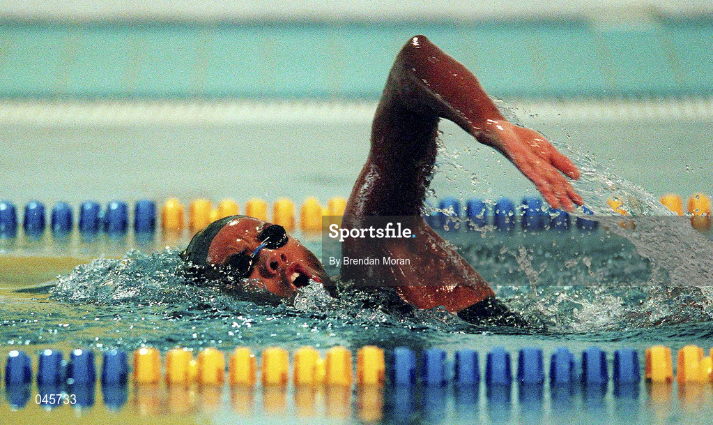 21 August 2000; Irish swimmer Chantal Gibney during a training session at the Westwood Club in Dublin prior to the 2000 Sydney Olympic Games. Photo by Brendan Moran/Sportsfile