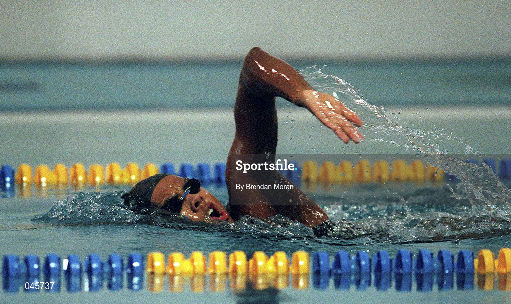 21 August 2000; Irish swimmer Chantal Gibney during a training session at the Westwood Club in Dublin prior to the 2000 Sydney Olympic Games. Photo by Brendan Moran/Sportsfile
