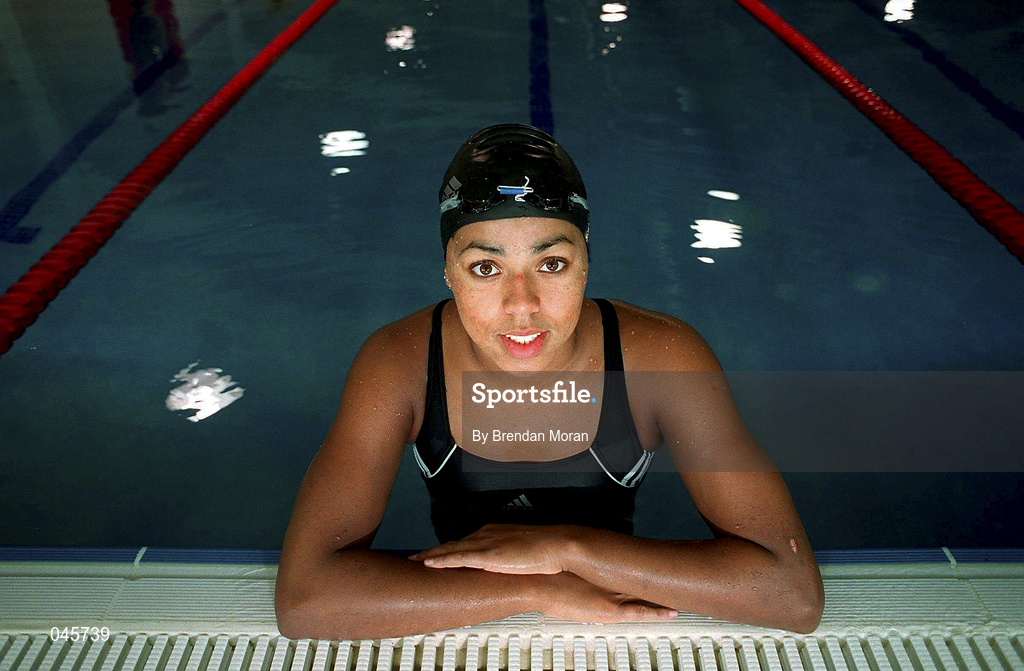 21 August 2000; Irish swimmer Chantal Gibney poses for a portrait prior to a training session at the Westwood Club in Dublin prior to the 2000 Sydney Olympic Games. Photo by Brendan Moran/Sportsfile