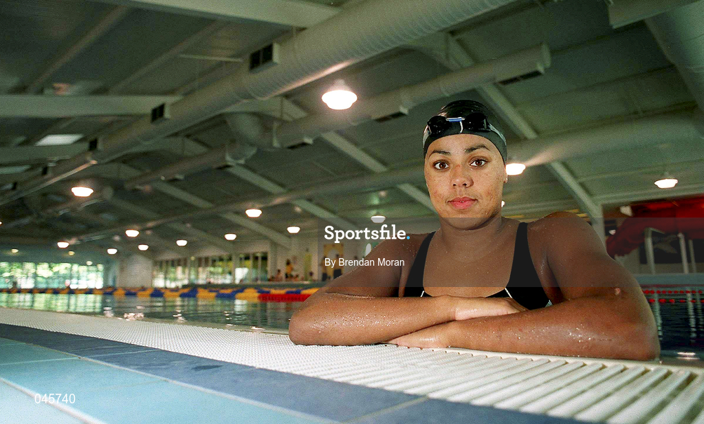 21 August 2000; Irish swimmer Chantal Gibney poses for a portrait prior to a training session at the Westwood Club in Dublin prior to the 2000 Sydney Olympic Games. Photo by Brendan Moran/Sportsfile