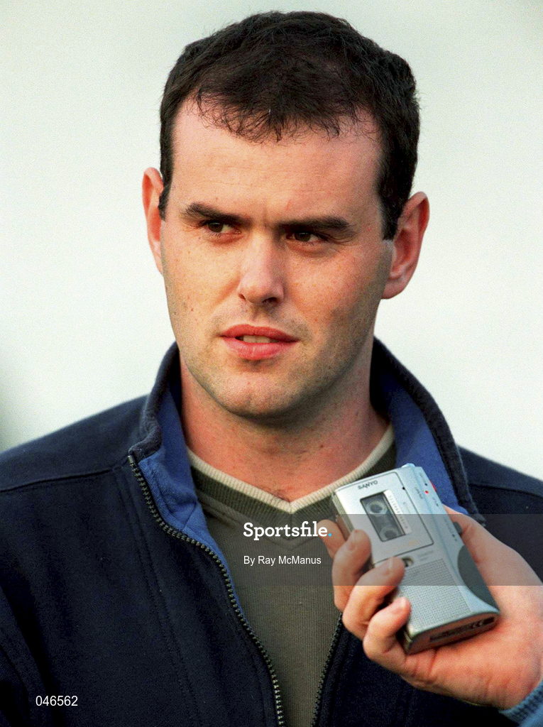 28 August 2000; Brian McEvoy is interviewed by journalists during Kilkenny Senior Hurling Squad Training and Press Conference at Nowlan Park in Kilkenny. Photo by Ray McManus/Sportsfile