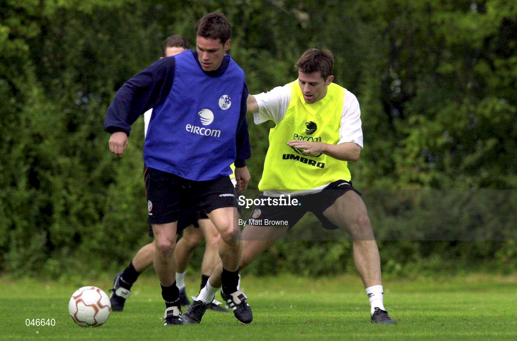 31 August 2000; Steve Finnan, left, and Kevin Kilbane during Republic of Ireland Squad Training at the Sport Park Riekershaven in Amsterdam, Netherlands. Photo by Matt Browne/Sportsfile