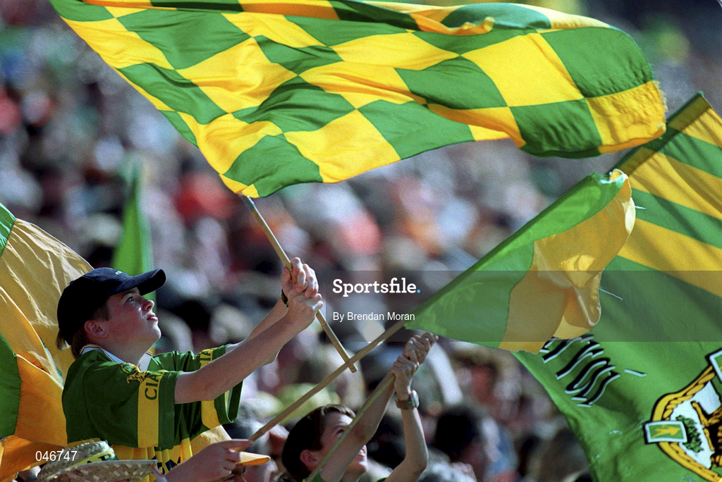 2 September 2000; Kerry supporters wave their flags during the Bank of Ireland All-Ireland Senior Football Championship Semi-Final replay match between Kerry and Armagh at Croke Park in Dublin. Photo by Brendan Moran/Sportsfile