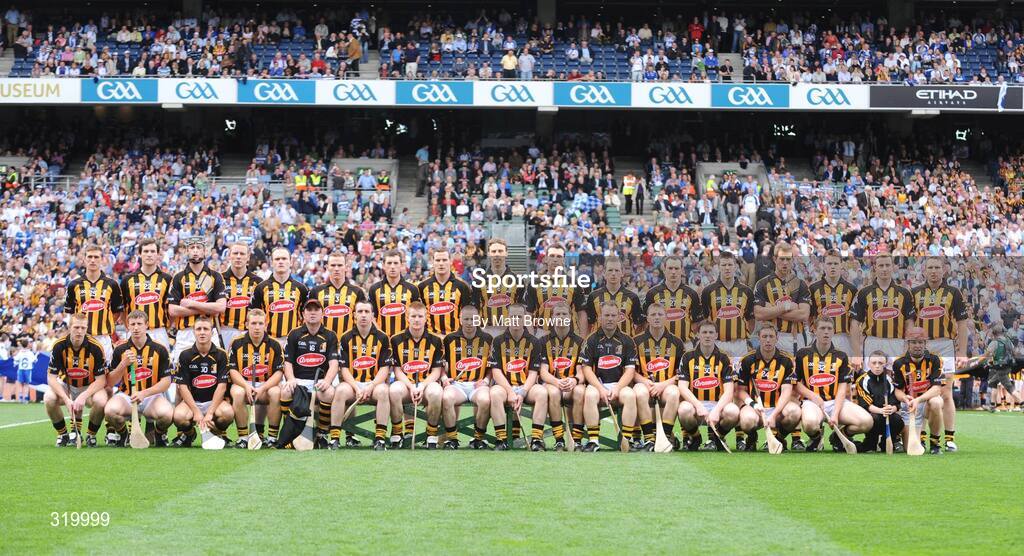 7 September 2008; The Kilkenny squad. Back row, left to right, Richie Mullally, Donnacha Cody, Martin Comerford, James Ryall, Canice Hickey, Noel Hickey, Derek Lyng, Jackie Tyrrell, Brian Hogan, P.J. Delaney, Damien Fogarty, Willie Dwyer, Michael Rice, Sean Cummins, T.J. Reid, John Dalton, Eddie Brennan. Front row, left to right, Henry Shefflin, John Tennyson, David Herity, Richie Hogan, James McGarry, Eoin Larkin, Richie Power, James 'Cha' Fitzpatrick, Michael Kavanagh, J.J. Delaney, P.J. Ryan, Aidan Fogarty, Eoin Reid, Michael Fennelly, Eoin McGrath, Darragh McGarry, Tommy Walsh. GAA Hurling All-Ireland Senior Championship Final, Kilkenny v Waterford, Croke Park, Dublin. Picture credit: Matt Browne / SPORTSFILE